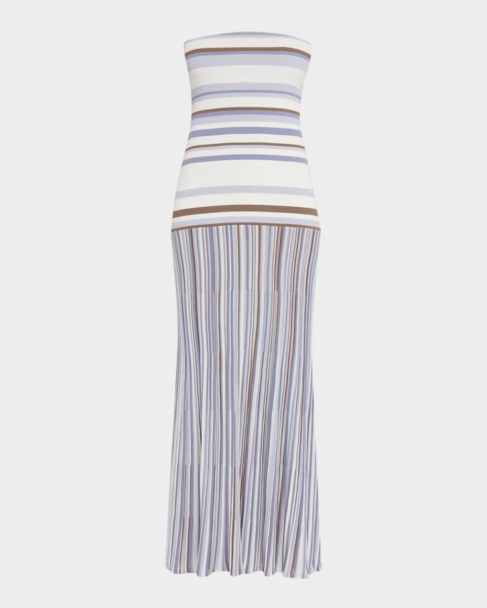 Citara Striped Strapless Midi Dress